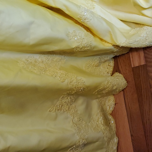 Jasmine, 10, wedding dress, train, hand upcycled yellow, costume, AS IS - Picture 7 of 13